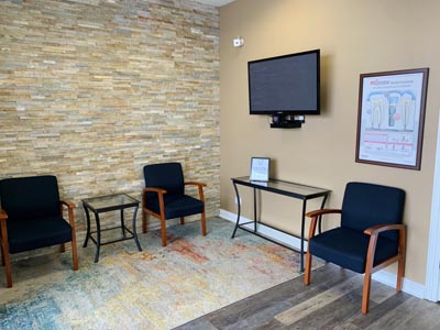 the waiting room at Smiles Dental Center in Bartlett, IL